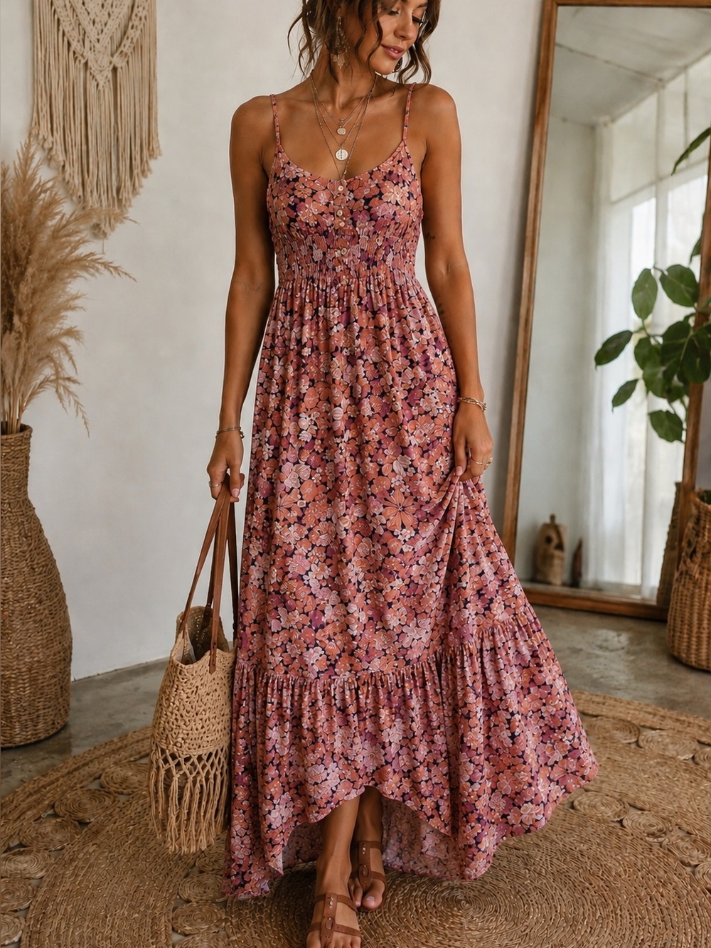 3rd and Malt Floral Pink Maxi Dress